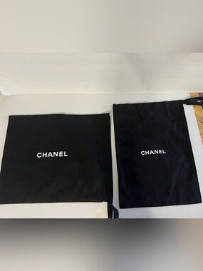 CHANEL Black Fabric Logo Dust Bags - Pair